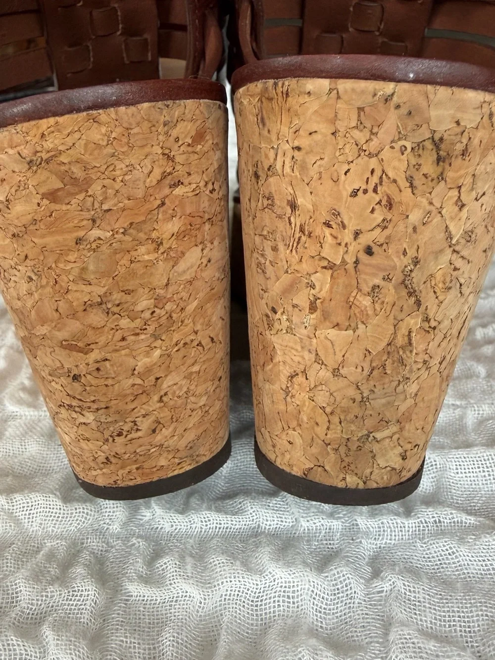 Tory Burch Leather Ace Cork Wedge Sandal Size 8